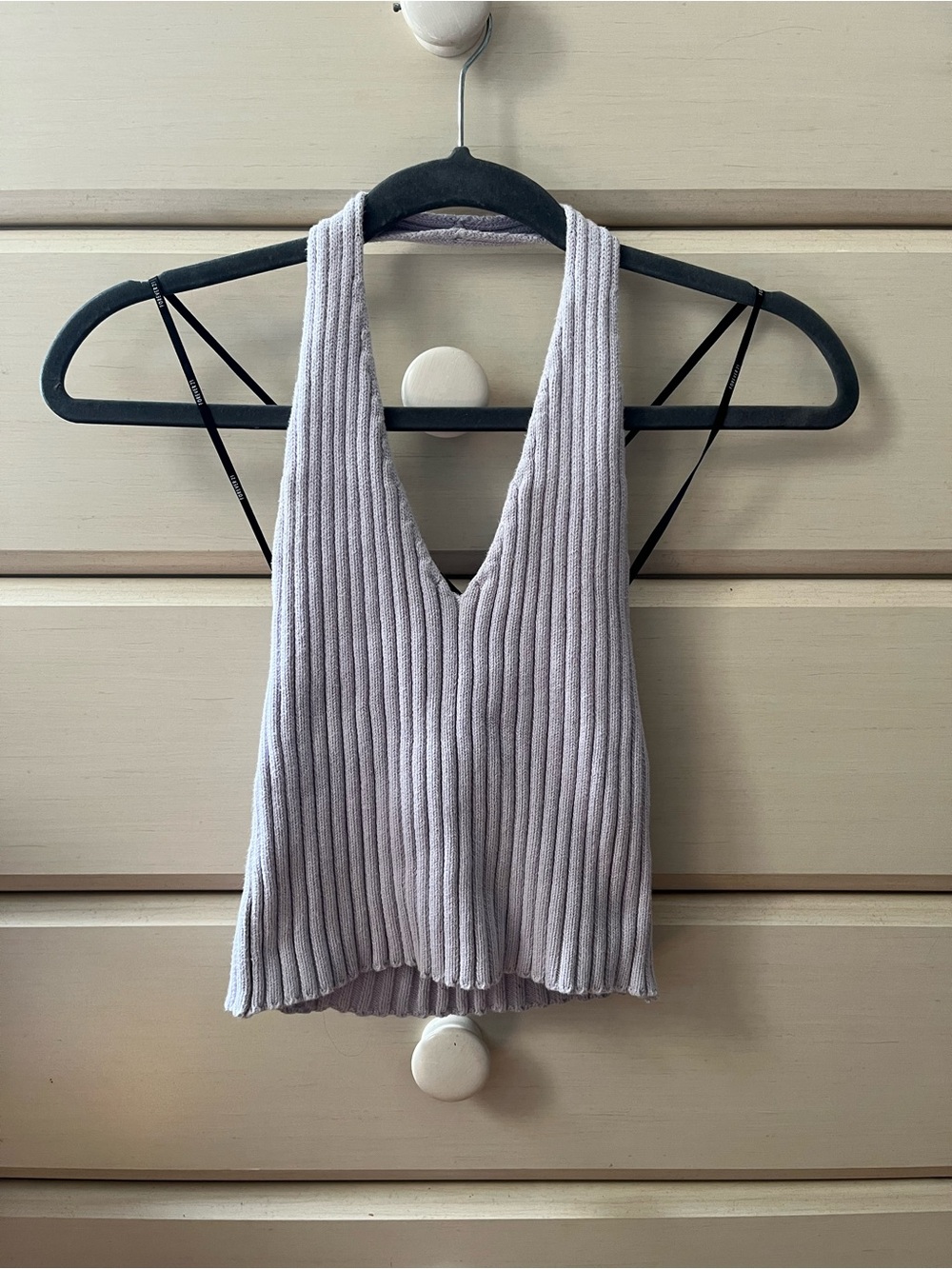 Forever 21 Ribbed V-Neck Halter Tank - Light Lavender